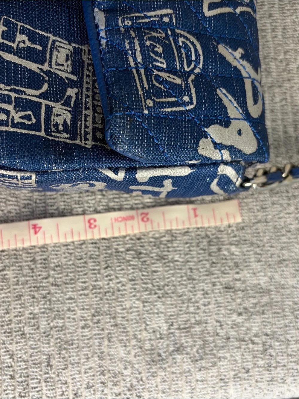 Authentic Karl Lagerfeld Blue and Silver Graffiti Crossbody Bag